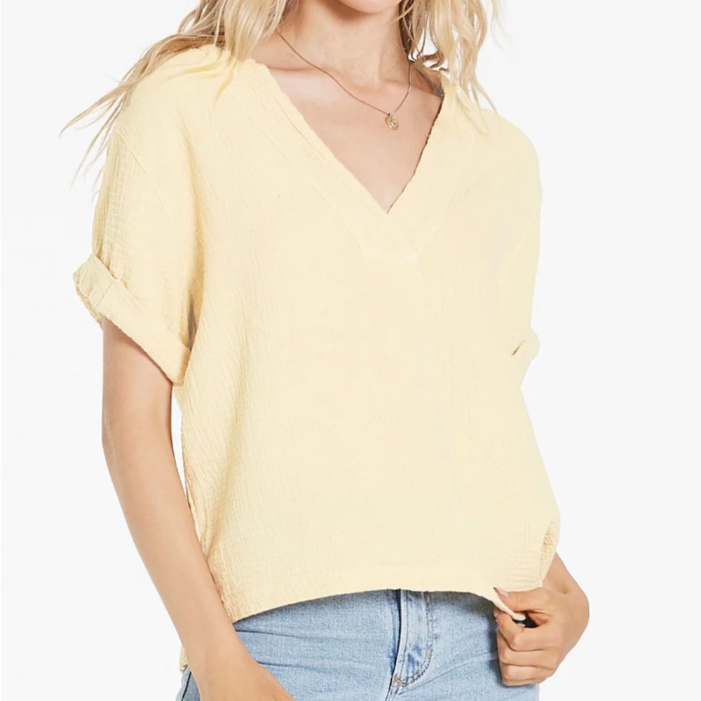Women's Cream V-Neck Top